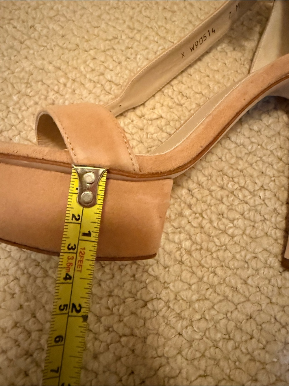 Stuart Weitzman blush suede platform size 7 worn once - Picture 14 of 15